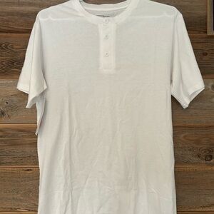 Essentials White Henley T-Shirt Mens Small Short Sleeve Minimal Basic NWT